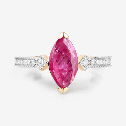 1.01 Carat Genuine Ruby and White Diamond 14K Yellow Gold Ring by Bids.com