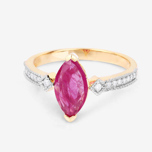 1.01 Carat Genuine Ruby and White Diamond 14K Yellow Gold Ring by Bids.com