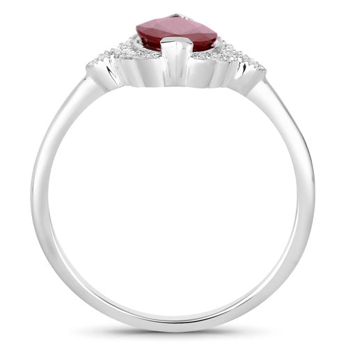 1.54 Carat Genuine Ruby and White Diamond 14K White Gold Ring by Bids.com