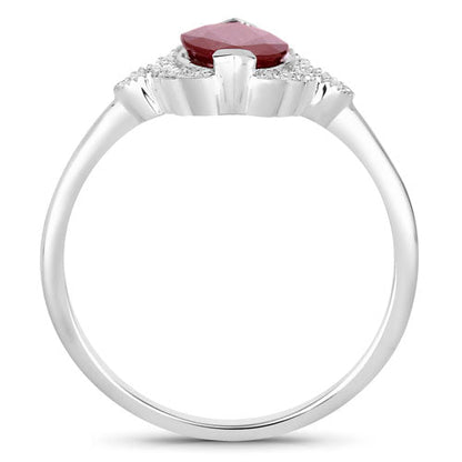 1.54 Carat Genuine Ruby and White Diamond 14K White Gold Ring by Bids.com