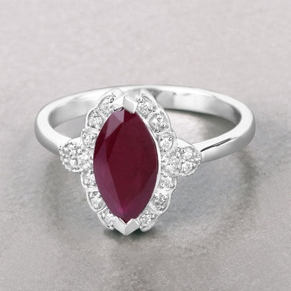 1.54 Carat Genuine Ruby and White Diamond 14K White Gold Ring by Bids.com