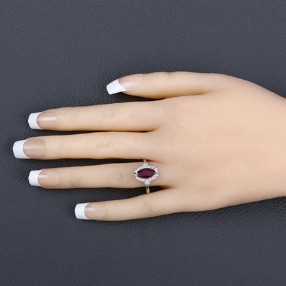 1.54 Carat Genuine Ruby and White Diamond 14K White Gold Ring by Bids.com
