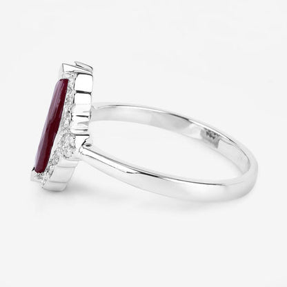 1.54 Carat Genuine Ruby and White Diamond 14K White Gold Ring by Bids.com