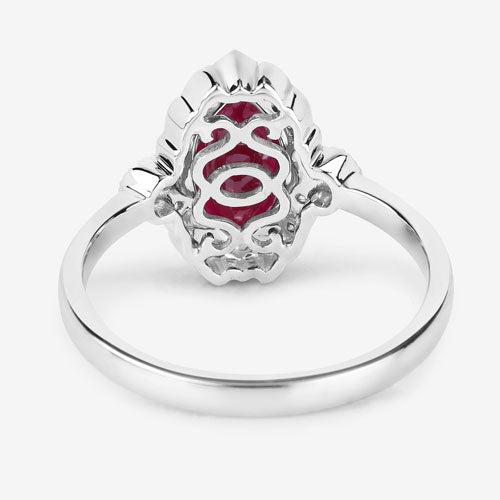 1.54 Carat Genuine Ruby and White Diamond 14K White Gold Ring by Bids.com