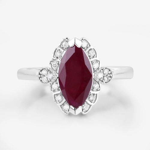 1.54 Carat Genuine Ruby and White Diamond 14K White Gold Ring by Bids.com