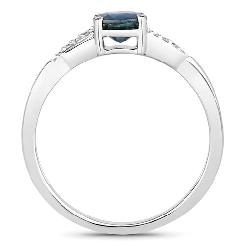 0.88 Carat Genuine Blue Sapphire and White Diamond 14K White Gold Ring by Bids.com