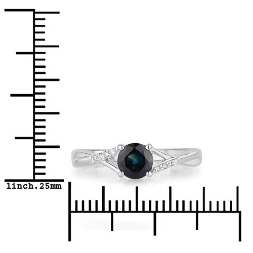 0.88 Carat Genuine Blue Sapphire and White Diamond 14K White Gold Ring by Bids.com