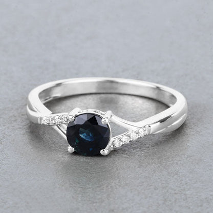 0.88 Carat Genuine Blue Sapphire and White Diamond 14K White Gold Ring by Bids.com