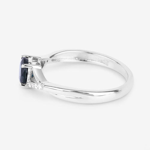 0.88 Carat Genuine Blue Sapphire and White Diamond 14K White Gold Ring by Bids.com