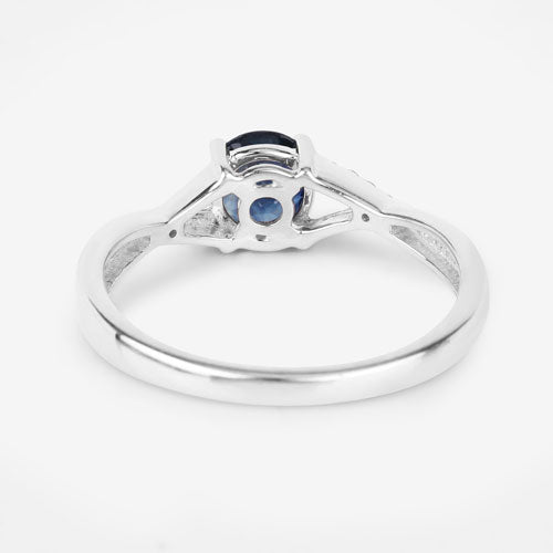 0.88 Carat Genuine Blue Sapphire and White Diamond 14K White Gold Ring by Bids.com