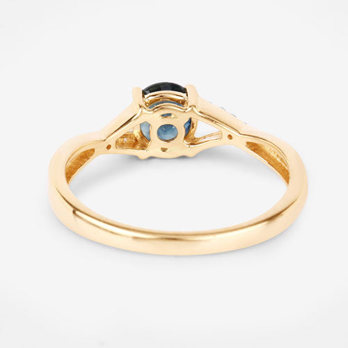0.88 Carat Genuine Blue Sapphire and White Diamond 14K Yellow Gold Ring by Bids.com