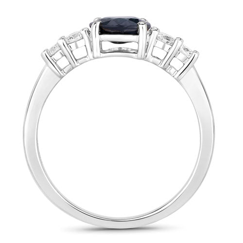 1.38 Carat Genuine Blue Sapphire and White Diamond 14K White Gold Ring by Bids.com
