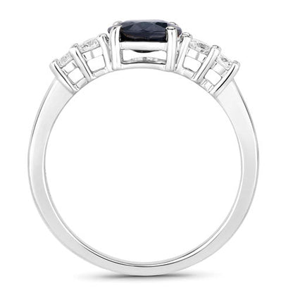 1.38 Carat Genuine Blue Sapphire and White Diamond 14K White Gold Ring by Bids.com
