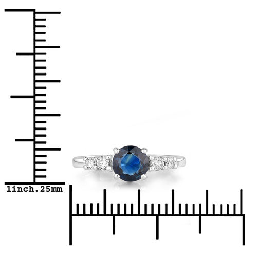 1.38 Carat Genuine Blue Sapphire and White Diamond 14K White Gold Ring by Bids.com