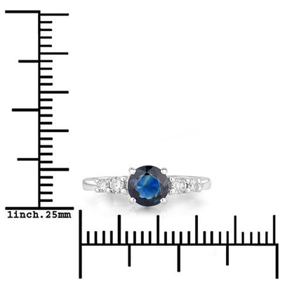 1.38 Carat Genuine Blue Sapphire and White Diamond 14K White Gold Ring by Bids.com