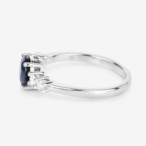 1.38 Carat Genuine Blue Sapphire and White Diamond 14K White Gold Ring by Bids.com