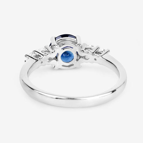 1.38 Carat Genuine Blue Sapphire and White Diamond 14K White Gold Ring by Bids.com