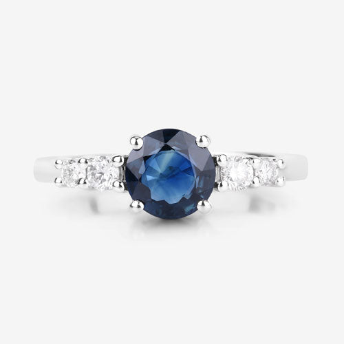 1.38 Carat Genuine Blue Sapphire and White Diamond 14K White Gold Ring by Bids.com