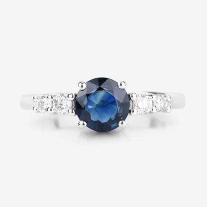 1.38 Carat Genuine Blue Sapphire and White Diamond 14K White Gold Ring by Bids.com
