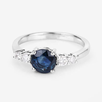 1.38 Carat Genuine Blue Sapphire and White Diamond 14K White Gold Ring by Bids.com