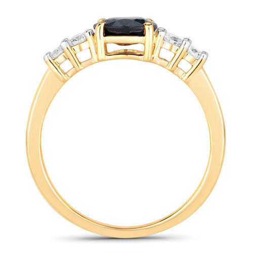 1.38 Carat Genuine Blue Sapphire and White Diamond 14K Yellow Gold Ring by Bids.com