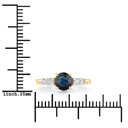 1.38 Carat Genuine Blue Sapphire and White Diamond 14K Yellow Gold Ring by Bids.com