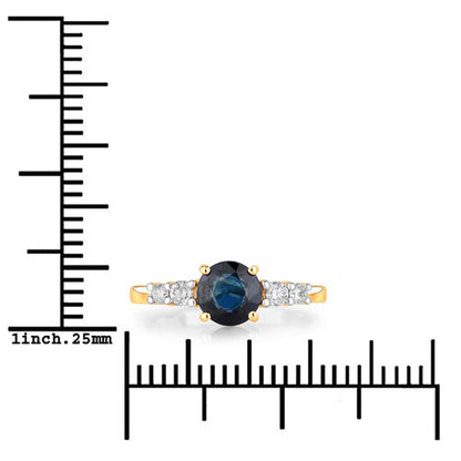 1.38 Carat Genuine Blue Sapphire and White Diamond 14K Yellow Gold Ring by Bids.com