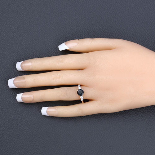 1.38 Carat Genuine Blue Sapphire and White Diamond 14K Yellow Gold Ring by Bids.com