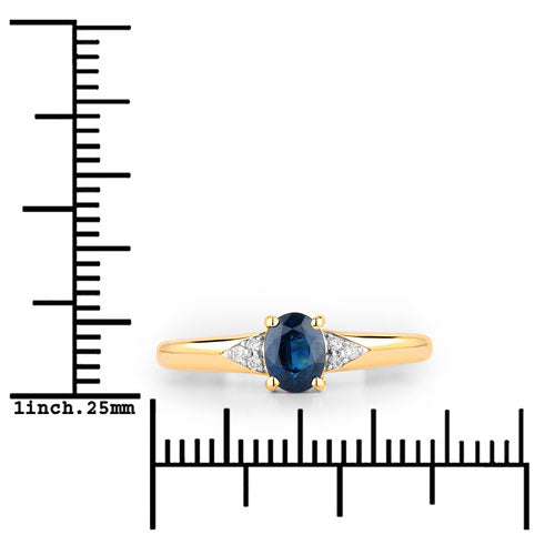 0.84 Carat Genuine Blue Sapphire and White Diamond 14K Yellow Gold Ring by Bids.com