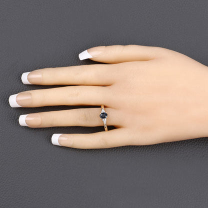 0.84 Carat Genuine Blue Sapphire and White Diamond 14K Yellow Gold Ring by Bids.com