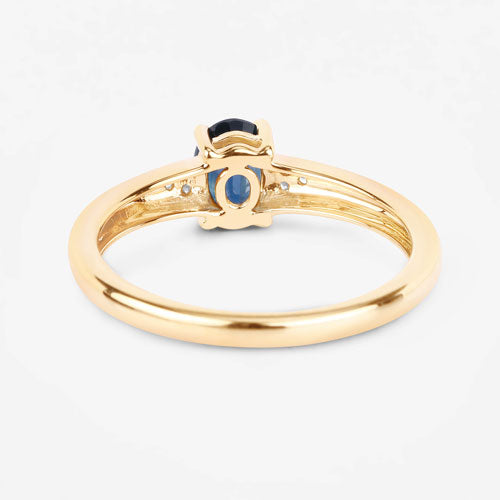 0.84 Carat Genuine Blue Sapphire and White Diamond 14K Yellow Gold Ring by Bids.com