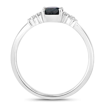 0.84 Carat Genuine Blue Sapphire and White Diamond 14K White Gold Ring by Bids.com