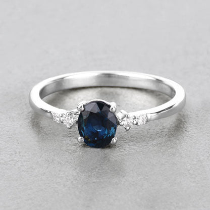 0.84 Carat Genuine Blue Sapphire and White Diamond 14K White Gold Ring by Bids.com