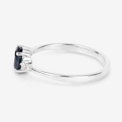 0.84 Carat Genuine Blue Sapphire and White Diamond 14K White Gold Ring by Bids.com