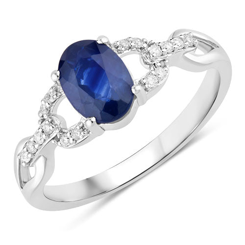 1.12 Carat Genuine Blue Sapphire and White Diamond 14K White Gold Ring by Bids.com