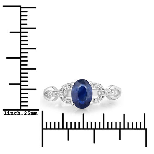 1.12 Carat Genuine Blue Sapphire and White Diamond 14K White Gold Ring by Bids.com