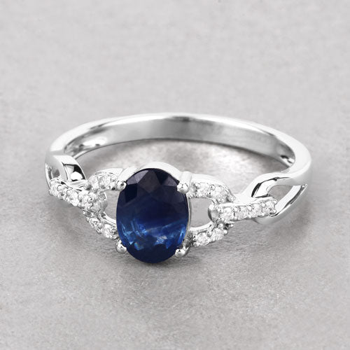 1.12 Carat Genuine Blue Sapphire and White Diamond 14K White Gold Ring by Bids.com