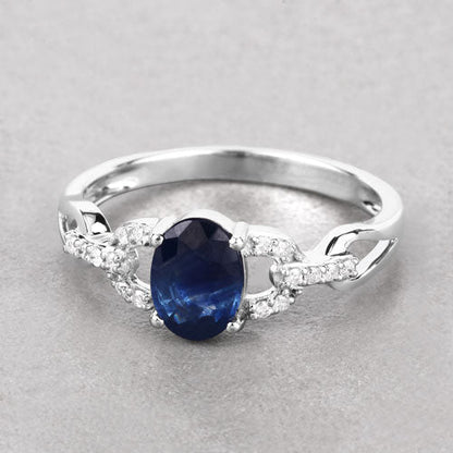 1.12 Carat Genuine Blue Sapphire and White Diamond 14K White Gold Ring by Bids.com