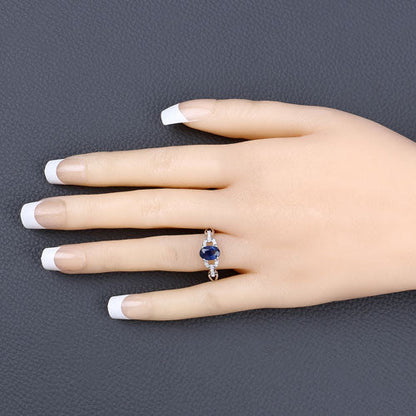 1.12 Carat Genuine Blue Sapphire and White Diamond 14K White Gold Ring by Bids.com