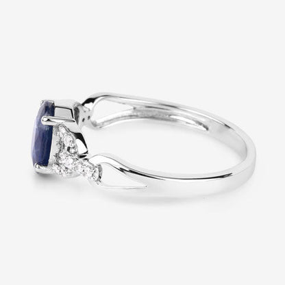 1.12 Carat Genuine Blue Sapphire and White Diamond 14K White Gold Ring by Bids.com