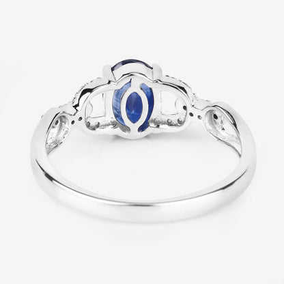 1.12 Carat Genuine Blue Sapphire and White Diamond 14K White Gold Ring by Bids.com