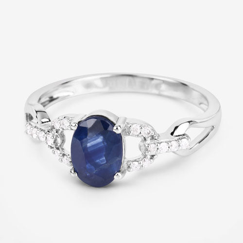 1.12 Carat Genuine Blue Sapphire and White Diamond 14K White Gold Ring by Bids.com