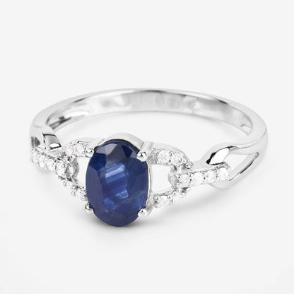1.12 Carat Genuine Blue Sapphire and White Diamond 14K White Gold Ring by Bids.com