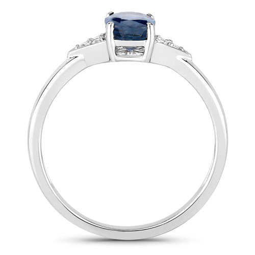 1.01 Carat Genuine Blue Sapphire and White Diamond 14K White Gold Ring by Bids.com