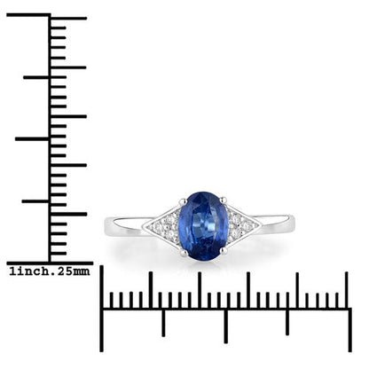 1.01 Carat Genuine Blue Sapphire and White Diamond 14K White Gold Ring by Bids.com