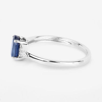 1.01 Carat Genuine Blue Sapphire and White Diamond 14K White Gold Ring by Bids.com