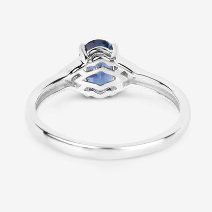 1.01 Carat Genuine Blue Sapphire and White Diamond 14K White Gold Ring by Bids.com