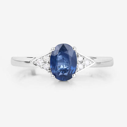1.01 Carat Genuine Blue Sapphire and White Diamond 14K White Gold Ring by Bids.com