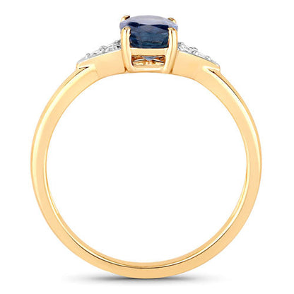 1.01 Carat Genuine Blue Sapphire and White Diamond 14K Yellow Gold Ring by Bids.com
