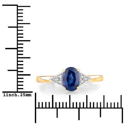 1.01 Carat Genuine Blue Sapphire and White Diamond 14K Yellow Gold Ring by Bids.com